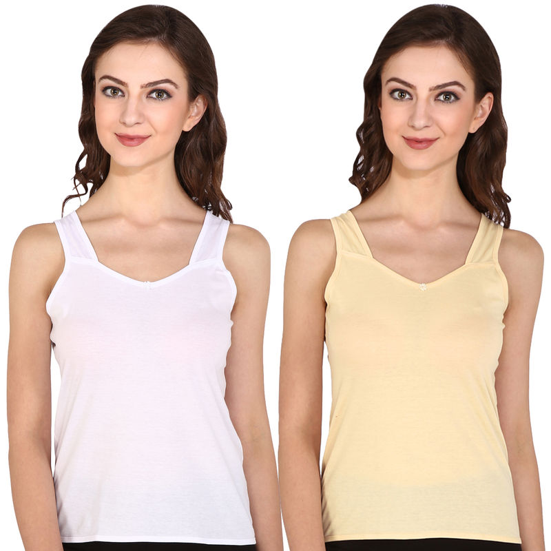 Bralux Women's Nancy Cotton Hosiery Half Slip Camisole Set of 2 - Multi-Color (XXL)