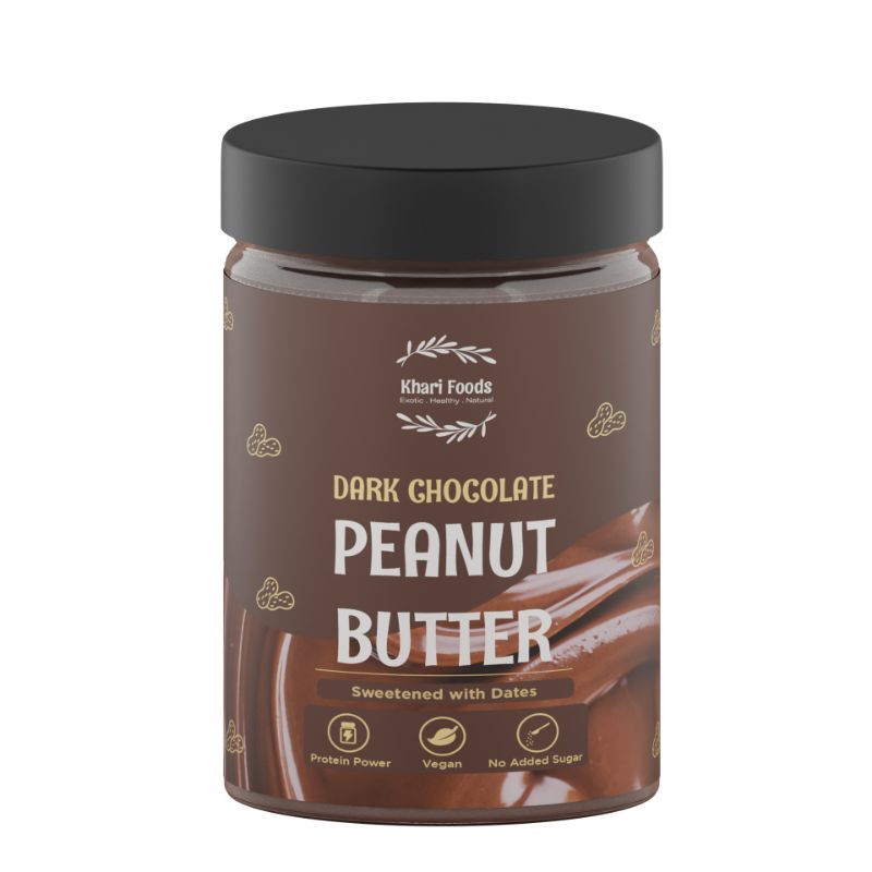 Khari Foods Dark Chocolate Crunchy Peanut Butter, Protein Packed, No Sugar