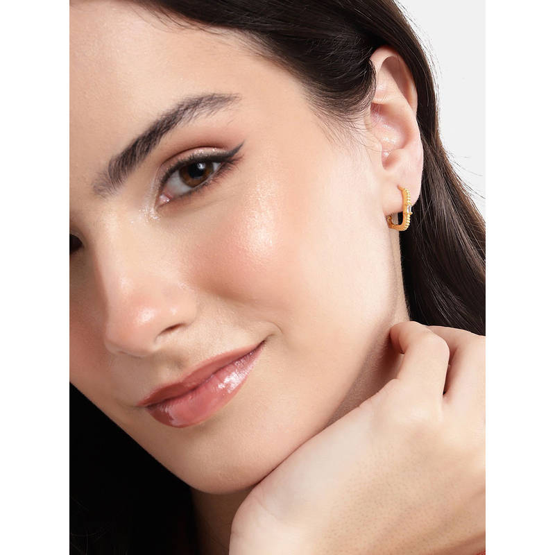 Buy Carlton London 18Kt Gold Plated with Cz Hoop Earring Online