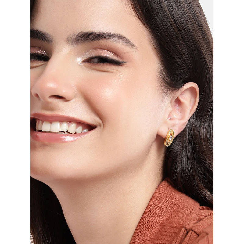 Buy Carlton London 18Kt Gold Plated with Cz Contemporary Stud Earring ...