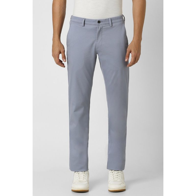 Buy Van Heusen Men Grey Solid Slim Fit Casual Trousers Online