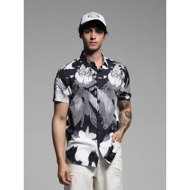 Jack & Jones Black Regular Fit Printed Shirt (2XL)