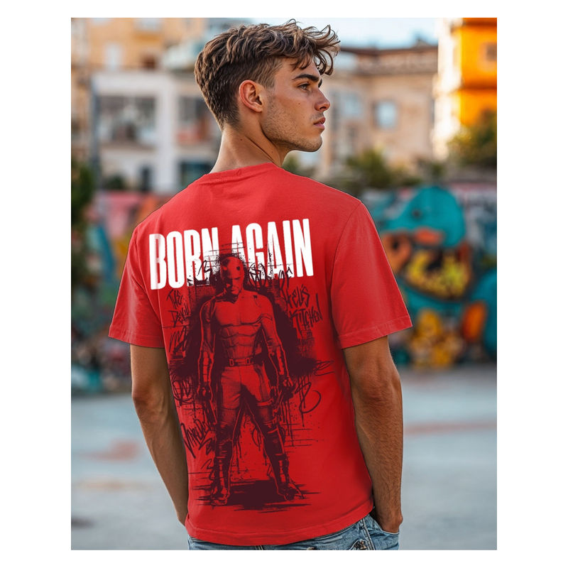 Bewakoof Official Marvel Men's Bold Red The Devil Graphic Printed T-shirt (M)
