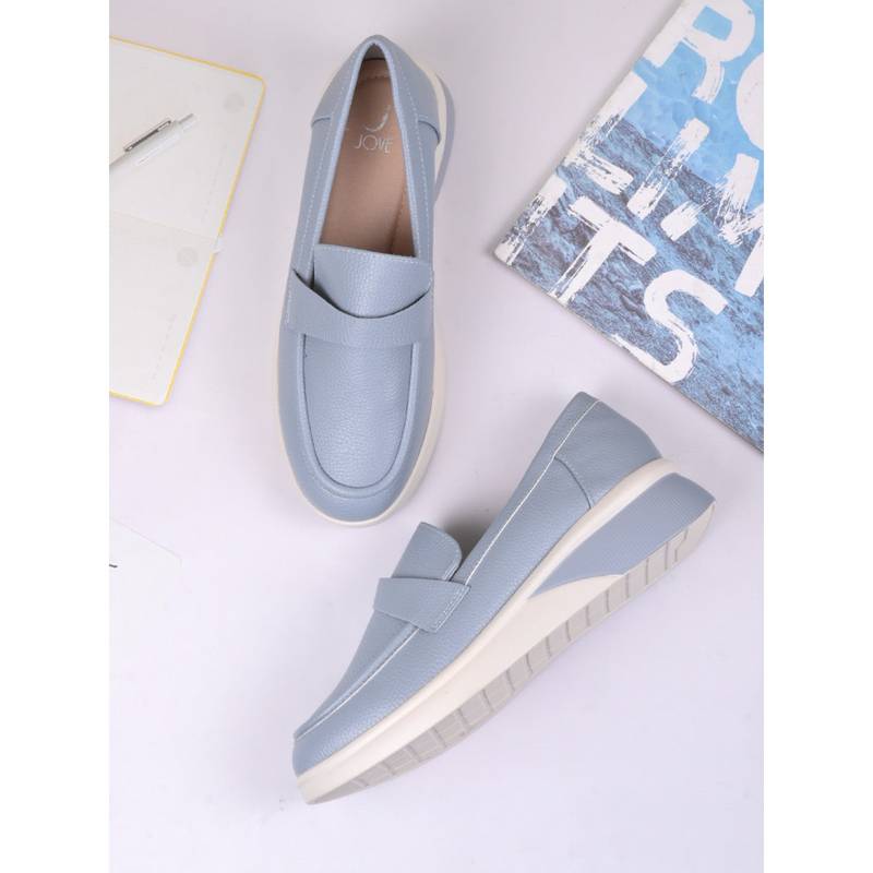 Jove Women Blue Textured Loafers (EURO 40)