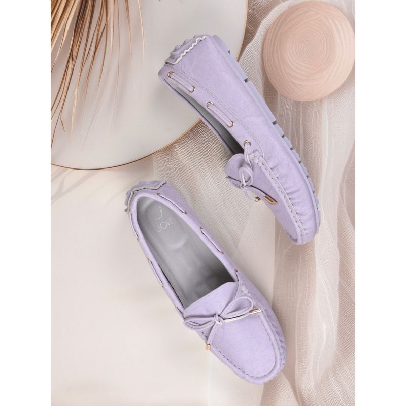 Jove Women Purple Solid Bow Boat Shoes (EURO 36)
