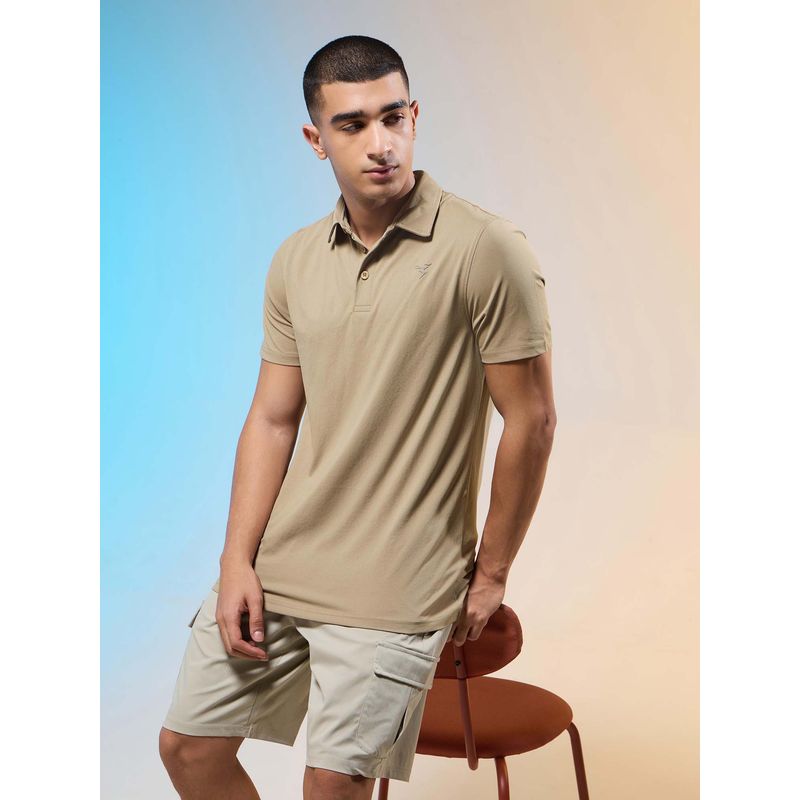 Technosport Men Solid Slim Fit Polo Sports Polo T-Shirt with Cotflex (L)