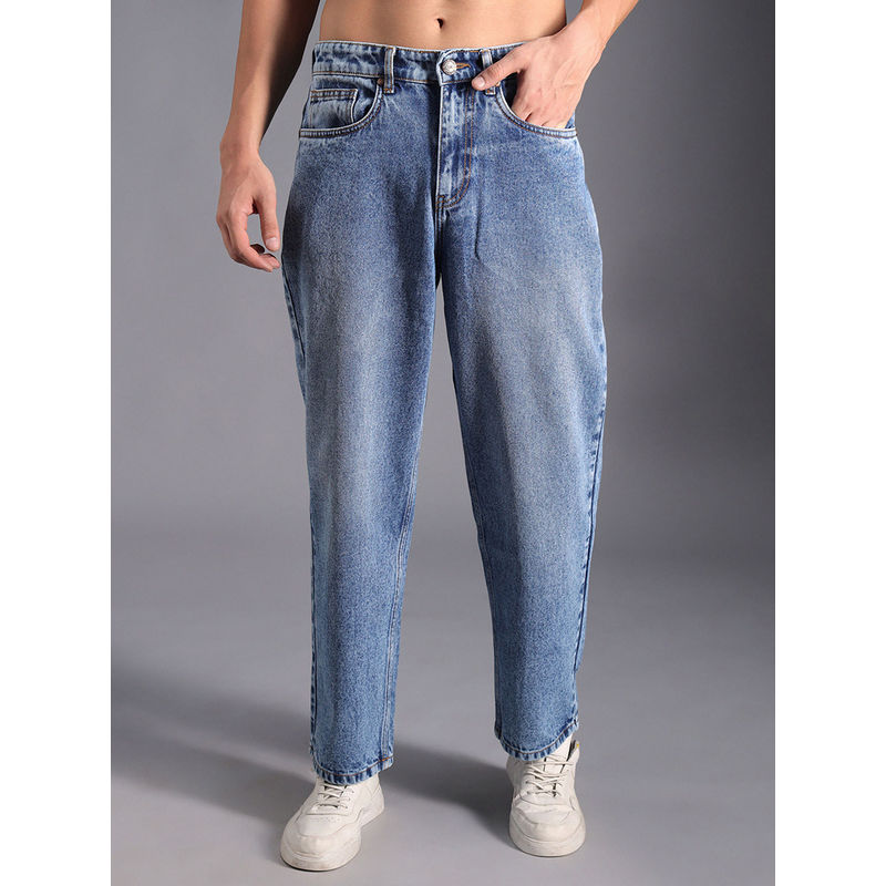 High Star Men's Blue Summer Cotton Relaxed Fit Mid-Rise Jeans (30)