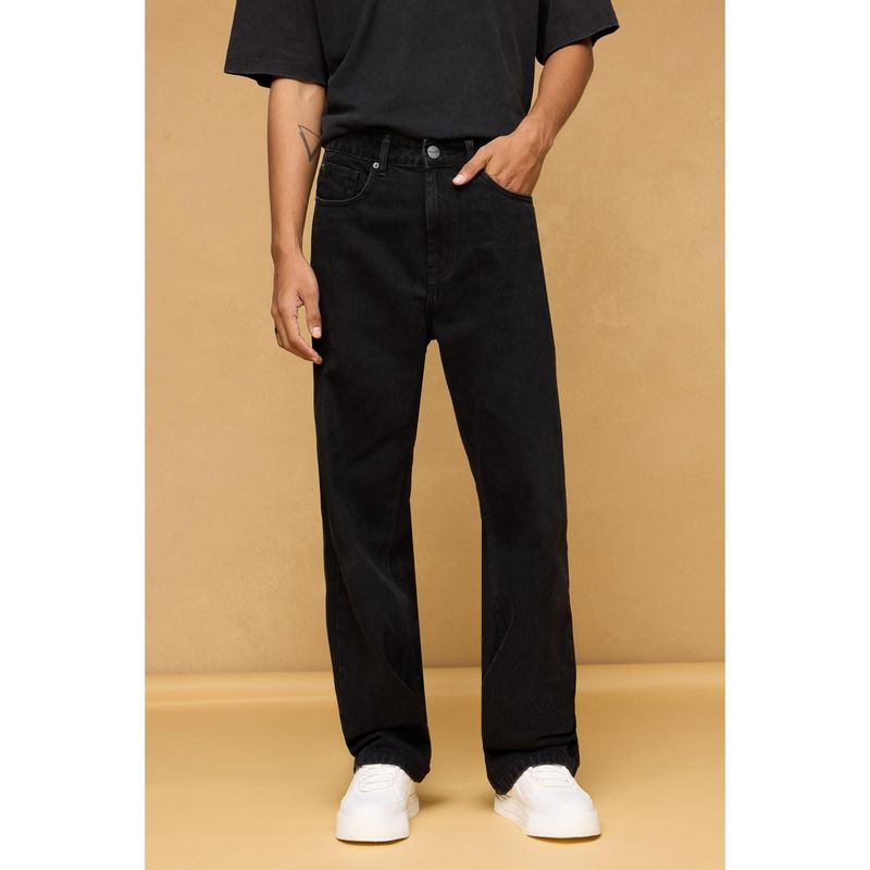 FREAKINS Night Shade Black Men's Straight Fit Jeans (28)