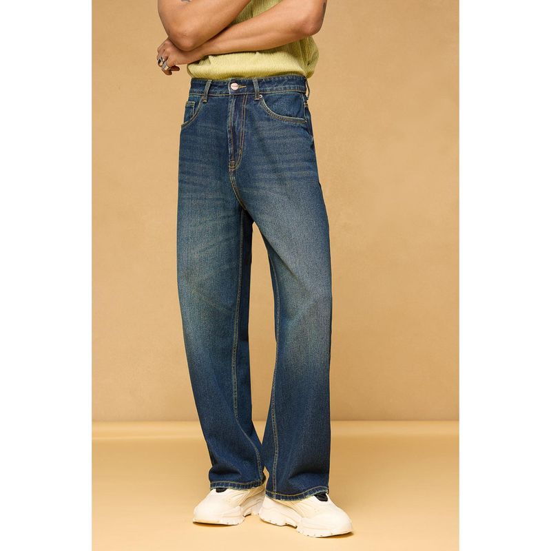 FREAKINS Deep Sea Men's Baggy Fit Denim Jeans (34)
