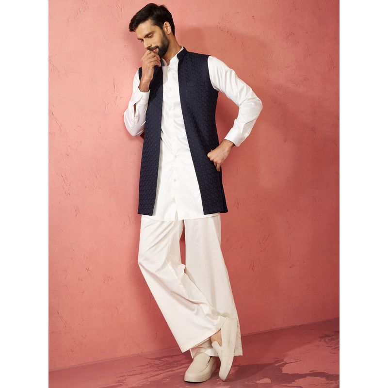 Vastramay Silk Blend Nehru Jacket Kurta with Pyjamas for Men (36)