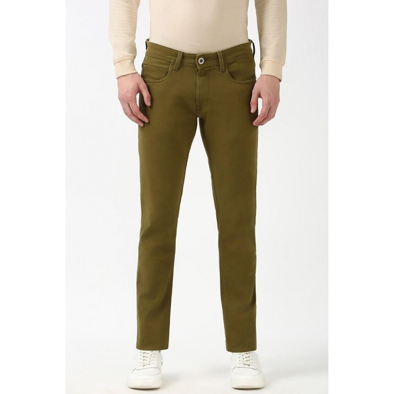 Peter England Men Olive Dark Wash Low Skinny Fit Jeans (30)