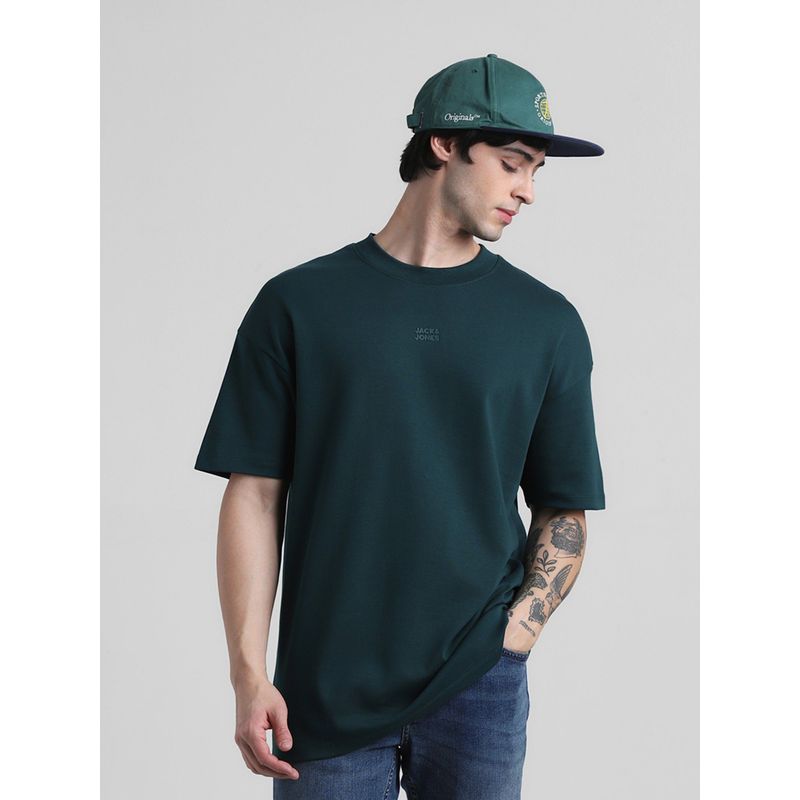 Jack & Jones Green Drop Shoulder/Boxy Fit Non Stretch T-Shirt (XL)