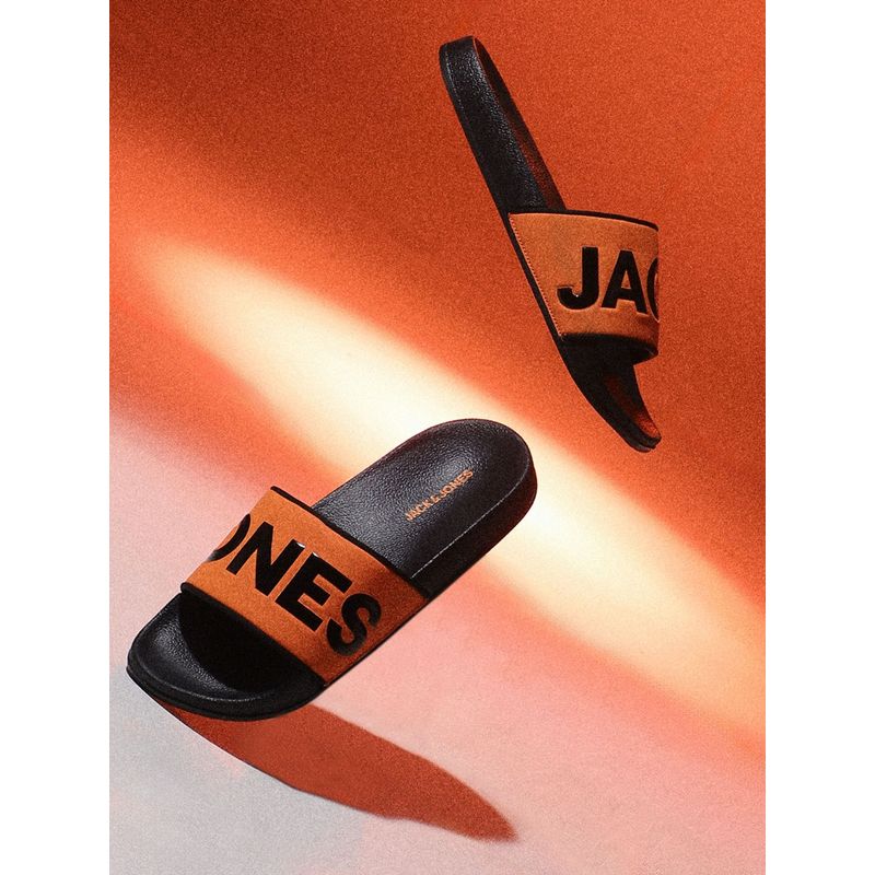 Jack & Jones Orange Logo Print Sliders (EURO 42)