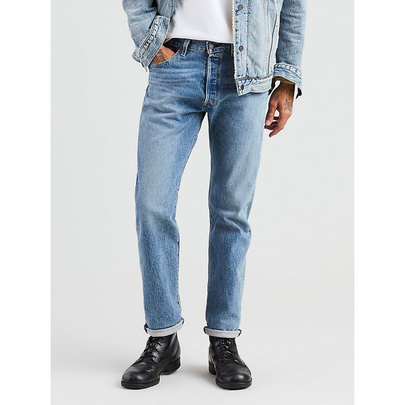 Levi's Men Blue 501® Straight Fit Jeans (32)