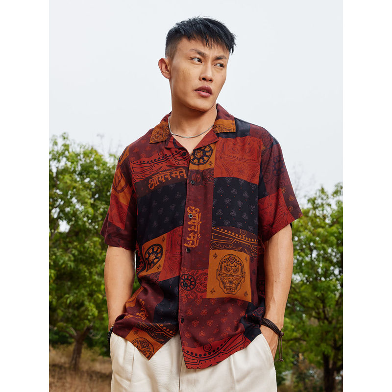 The Souled Store Official Iron Man Pattern Summer Shirt (L)