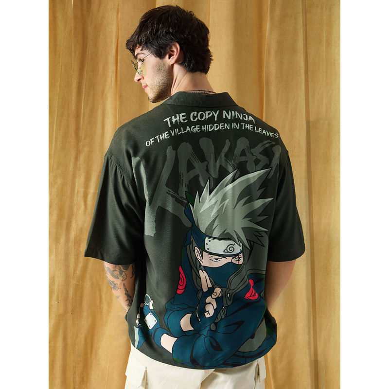 The Souled Store Official Naruto : Kakashi Ninja Oversized Shirts Black (M)