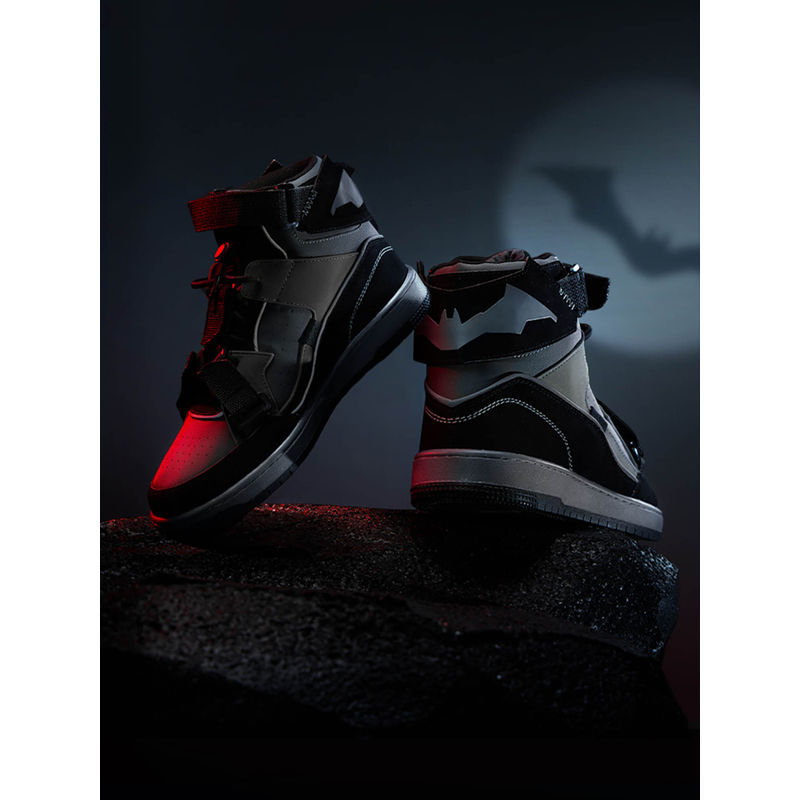 The Souled Store Official Batman: The Dark Knight 2.0 Men High Top Sneakers Grey & Black (UK 9)