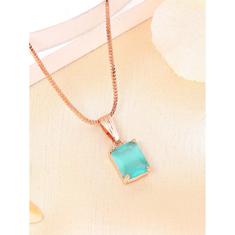 Buy Estele Rose Gold Plated Cz Mint Green Solitaire Adorned Gehenna ...