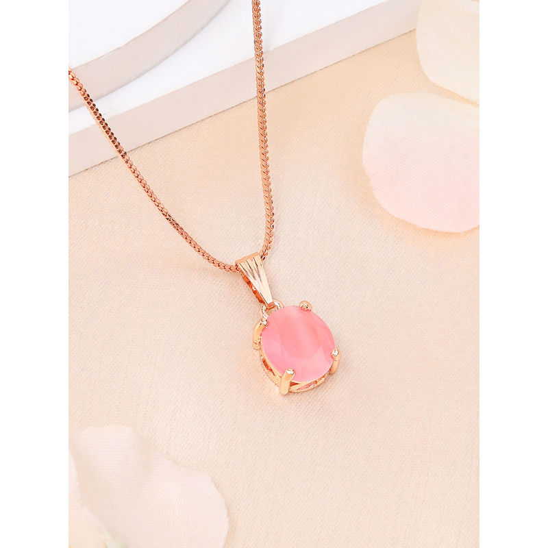 Buy Estele Rose Gold Plated Oval Design Cz Mint Pink Solitaire Gehenna ...