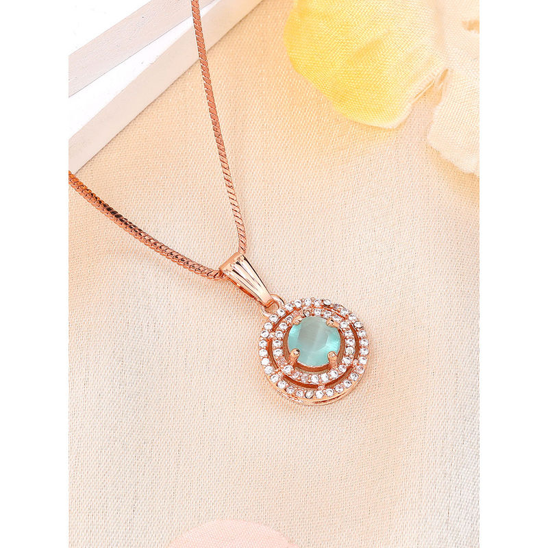 Buy Estele Rose Gold Plated Dual Circular Design Cz Mint Green Gehenna ...