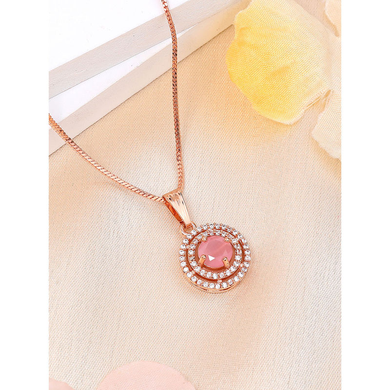 Buy Estele Rose Gold Plated Dual Circular Design Cz Mint Pink Gehenna ...