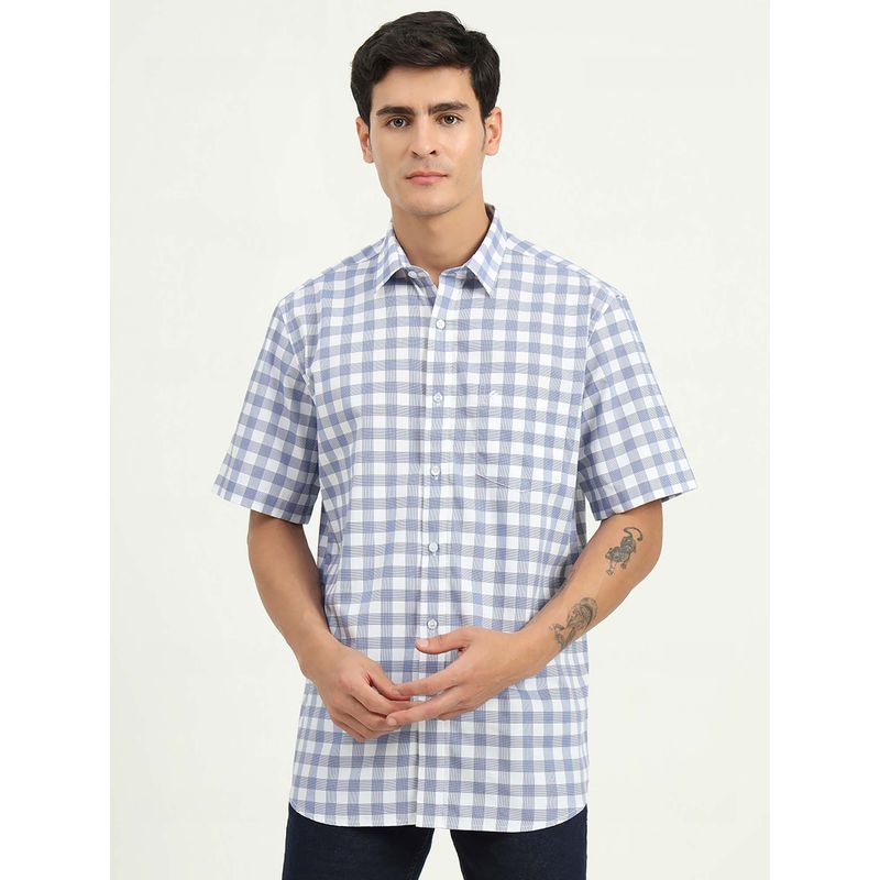 Greenfibre Men Blue Checks Casual Shirt (40)