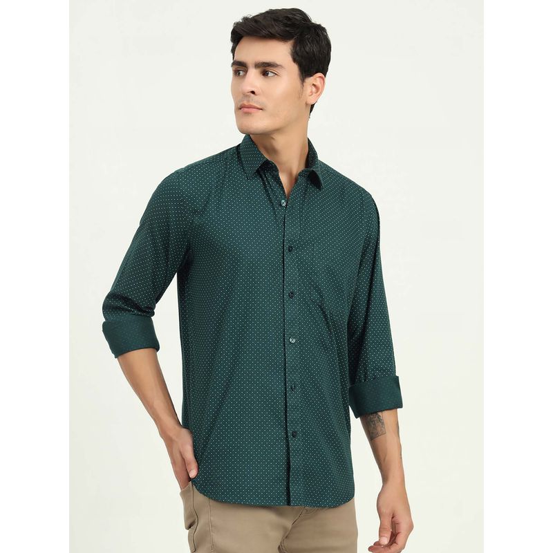 Greenfibre Men Teal Printed Casual Shirt (38)