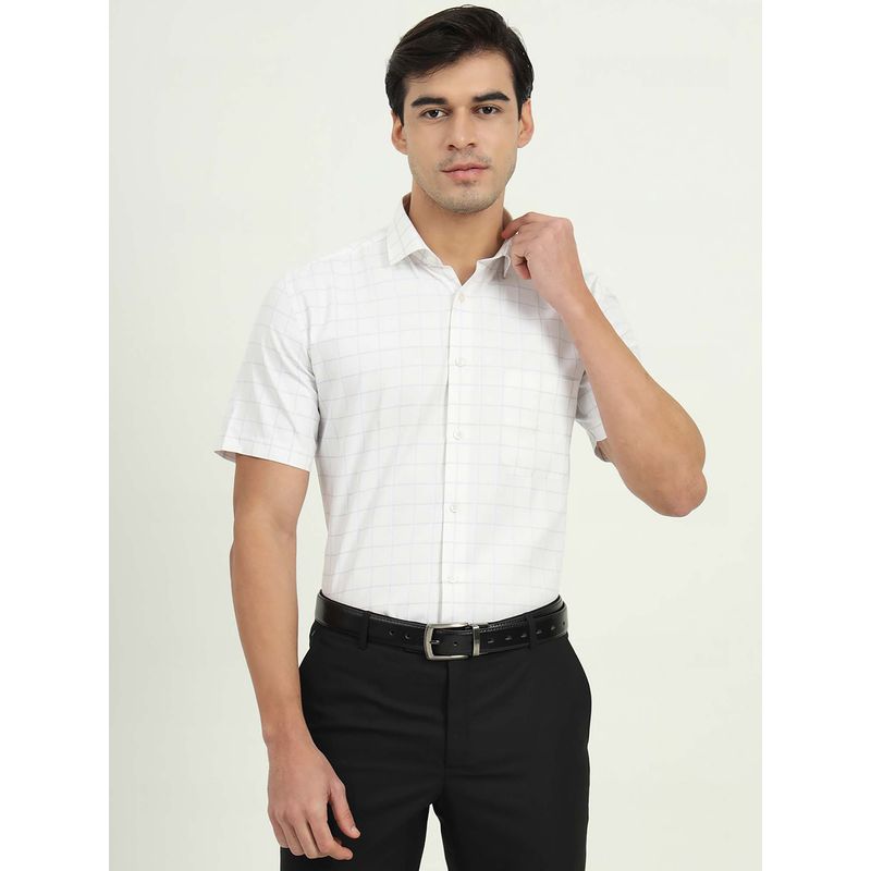 Greenfibre Men White Checks Casual Shirt (39)