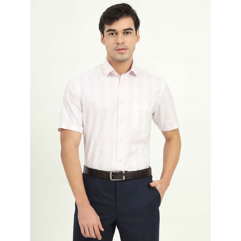 Greenfibre Men Pink Checks Formal Shirt (39)