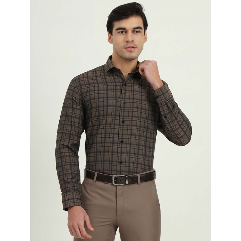 Greenfibre Men Brown Checks Formal Shirt (39)