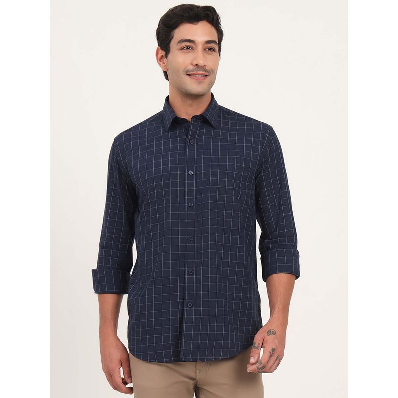 JadeBlue Men Navy Blue Checks Casual Shirt (46)