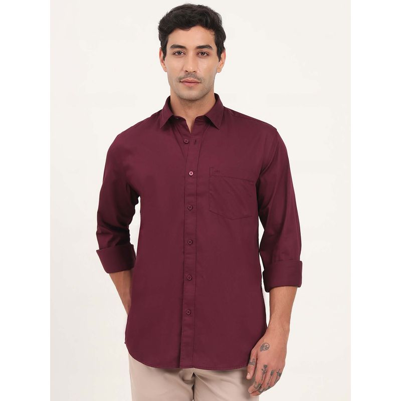 JadeBlue Men Maroon Solid Casual Shirt (39)