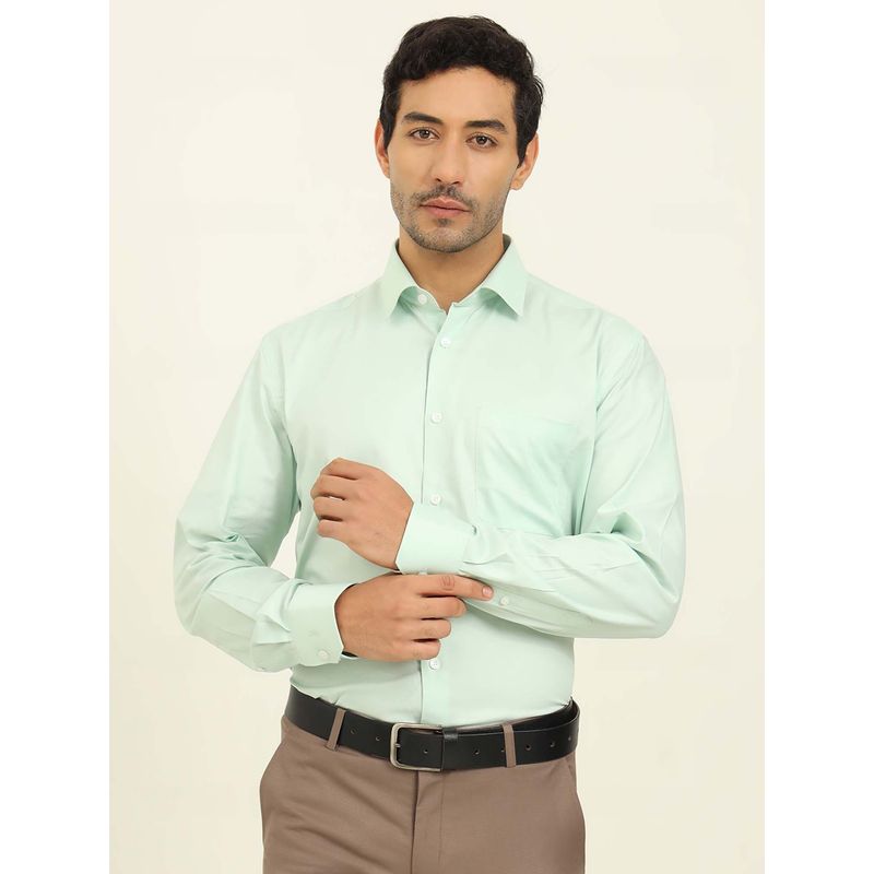 JadeBlue Men Green Solid Formal Shirt (42)