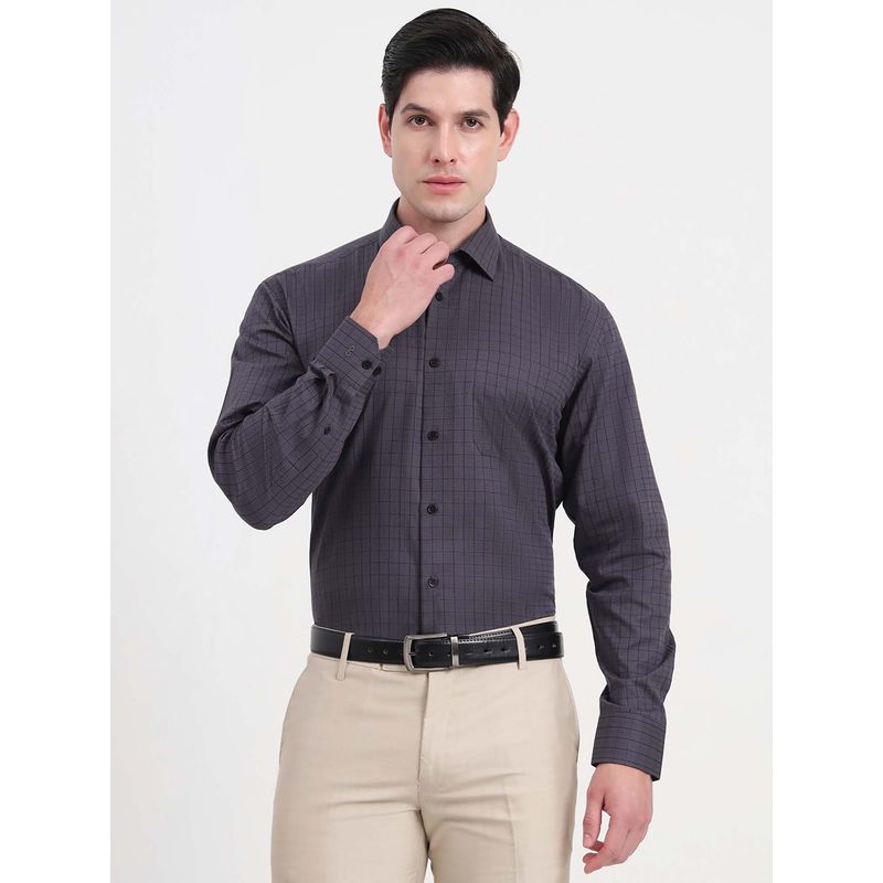 JadeBlue Men Charcoal Solid Formal Shirt (39)
