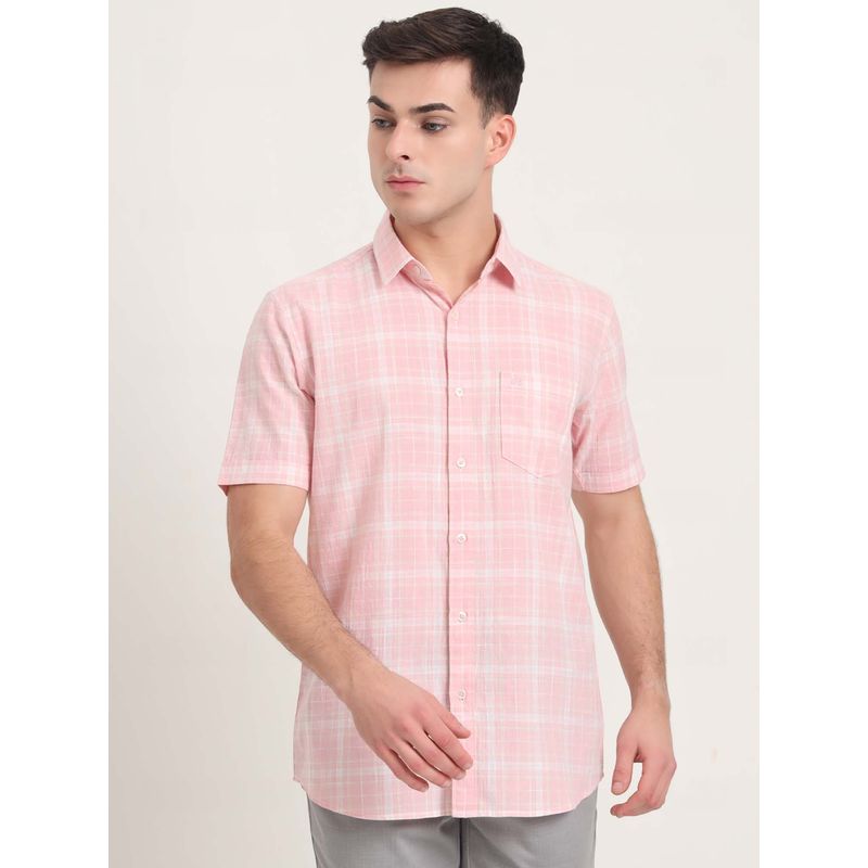 JadeBlue Men Pink Checks Casual Shirt (38)