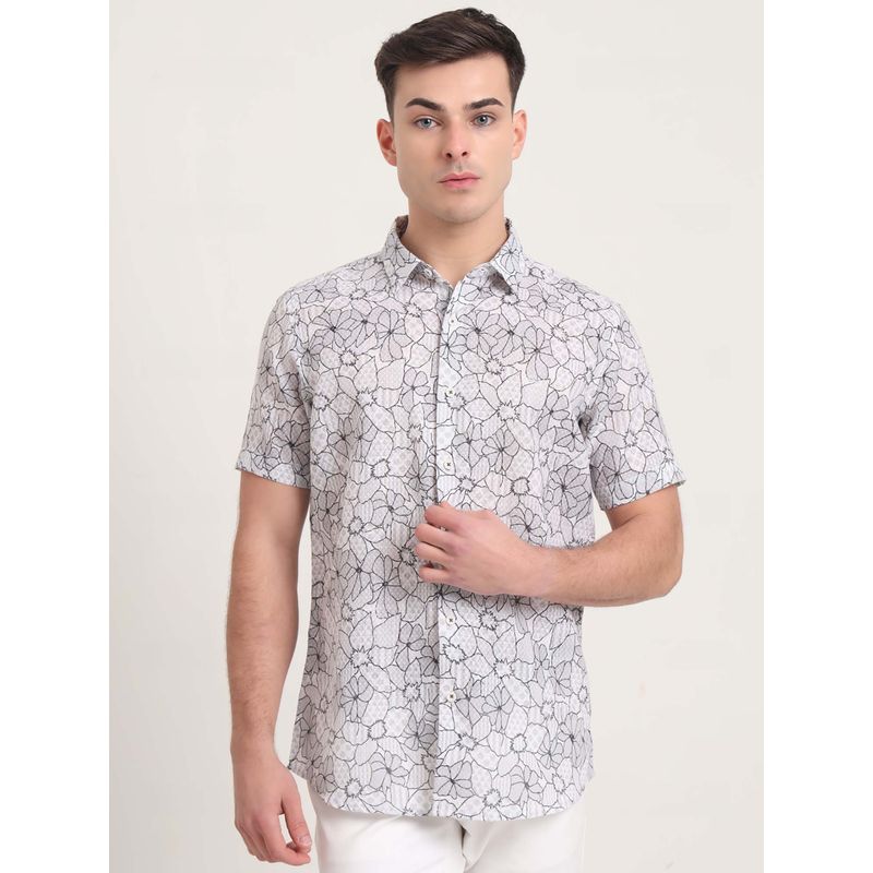 JadeBlue Men Grey Printed Casual Shirt (38)
