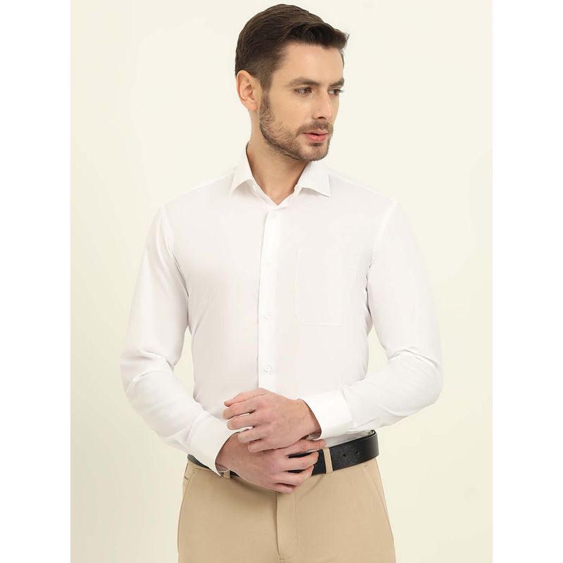 Metal Men White Solid Formal Shirt (38)