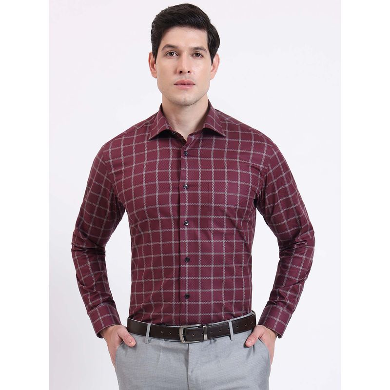 Metal Men Maroon Checks Formal Shirt (46)
