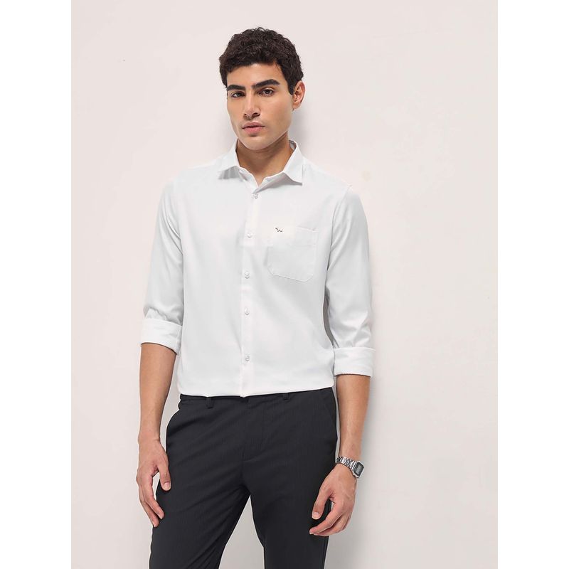 THE BEAR HOUSE Men White Solid Formal Shirt (L)