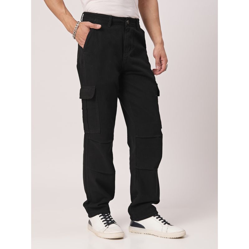 Style Quotient Men Black Relaxed Loose Fit Jeans (36)