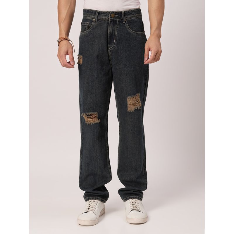 Style Quotient Men Blue Relaxed Fit High Rise Cotton Jeans (28)