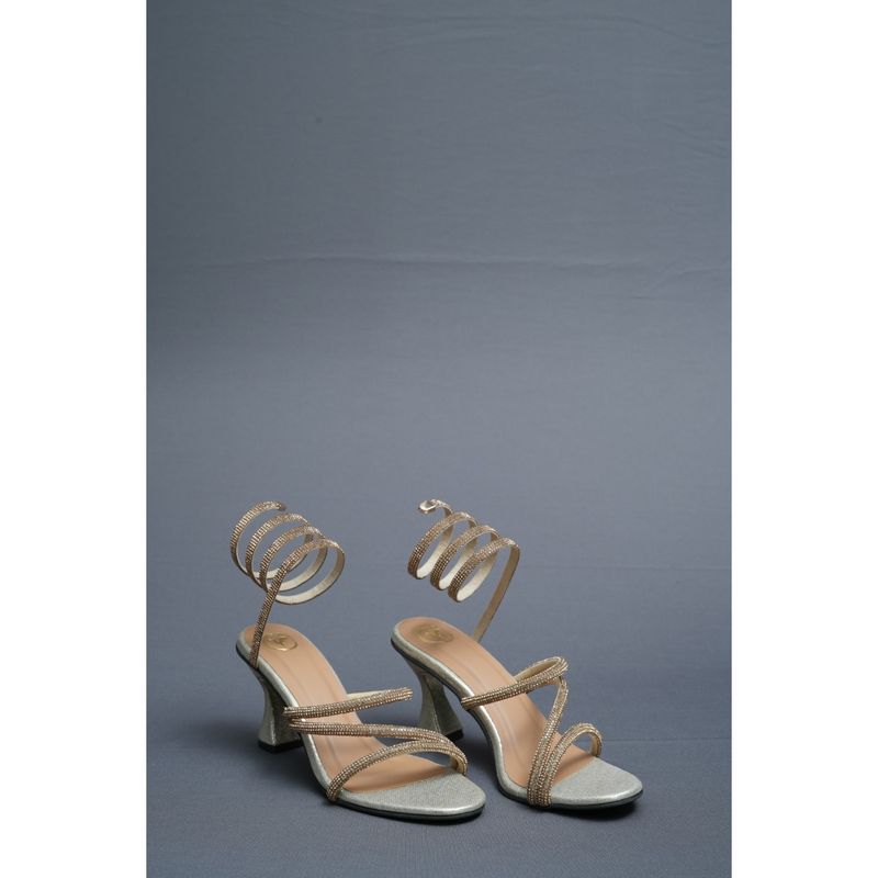 Sana K Luxurious Footwear Champagne Gold Spring Heel Sandals (EURO 36)