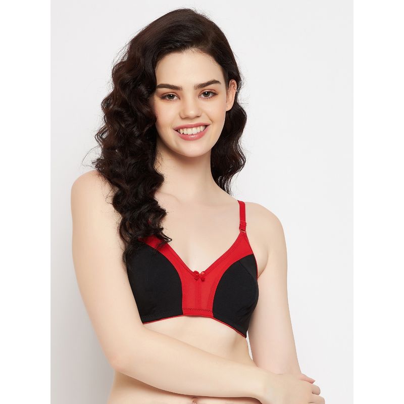 Clovia Cotton Spandex Solid Non-Padded Full Cup Wire Free Everyday Bra - Black (32B)