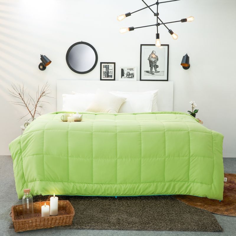 SPACES Silkysoy Microfiber Shell Quilt Single-Green and Blue (Single)