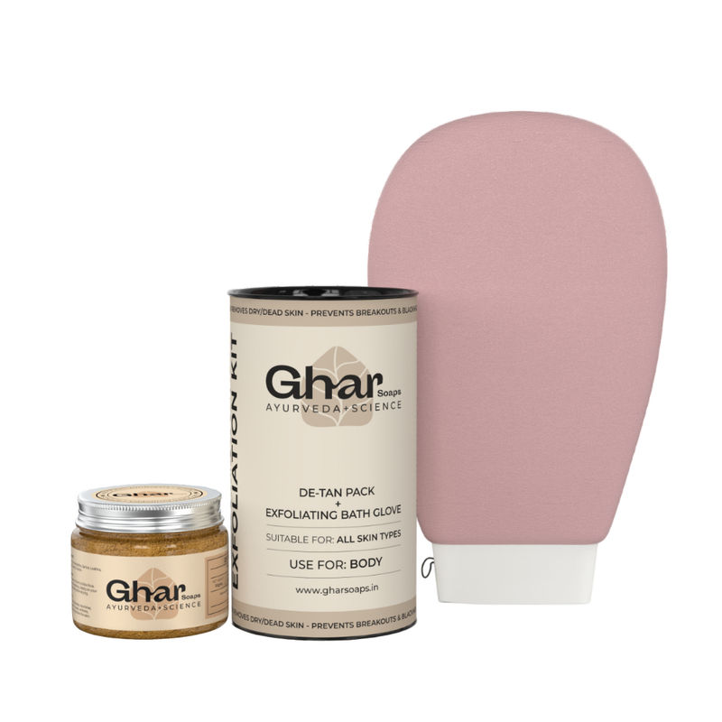 Ghar Soaps De Tan Pack + Exfoliating Bath Glove Pink Buy Ghar Soaps