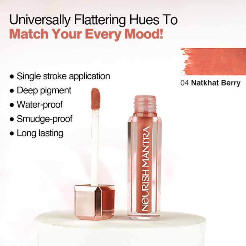 Nourish Mantra Natkhat Berry Creamy Matte Liquid Lipstick with Long Stay Pigment