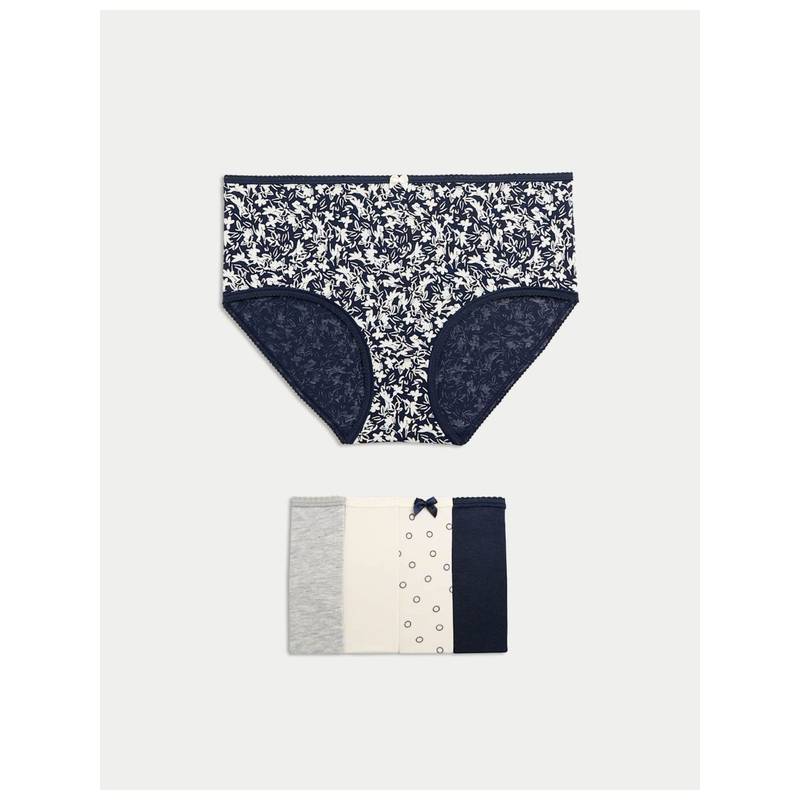 Buy Marks & Spencer Multi-Color Cotton Lycra Printed Mid Rise Briefs ...