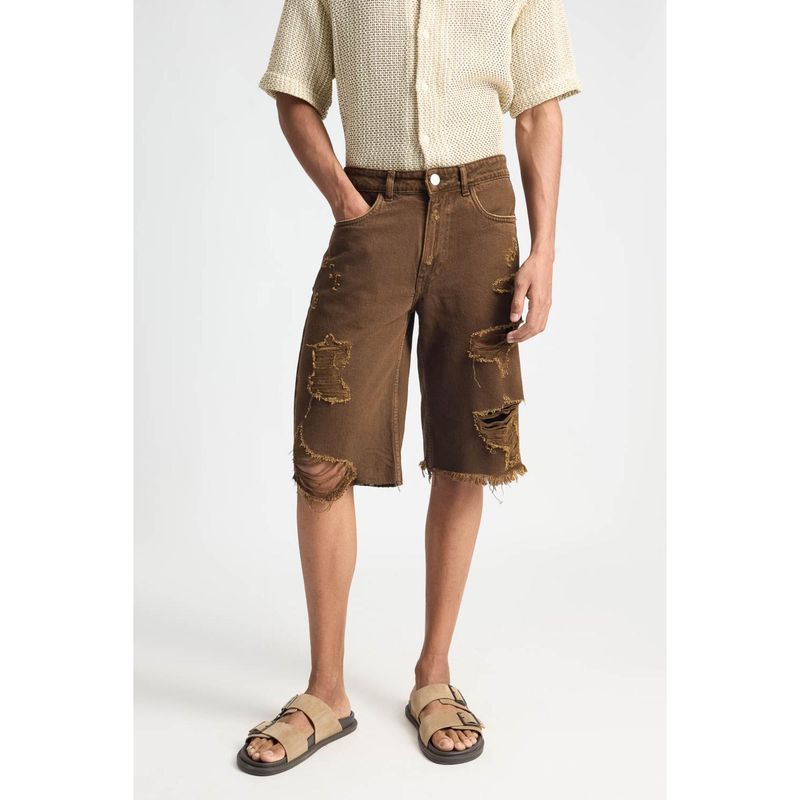 FREAKINS Tan Denim Mens Shorts (28)