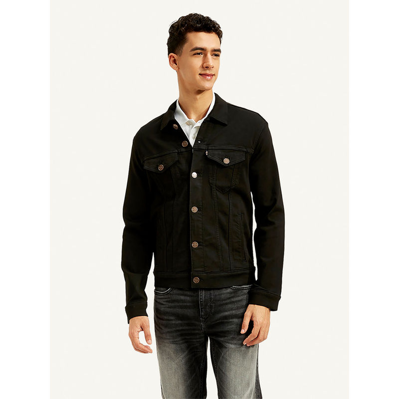 Levi's Black Solid Regular Fit Jacket (M)