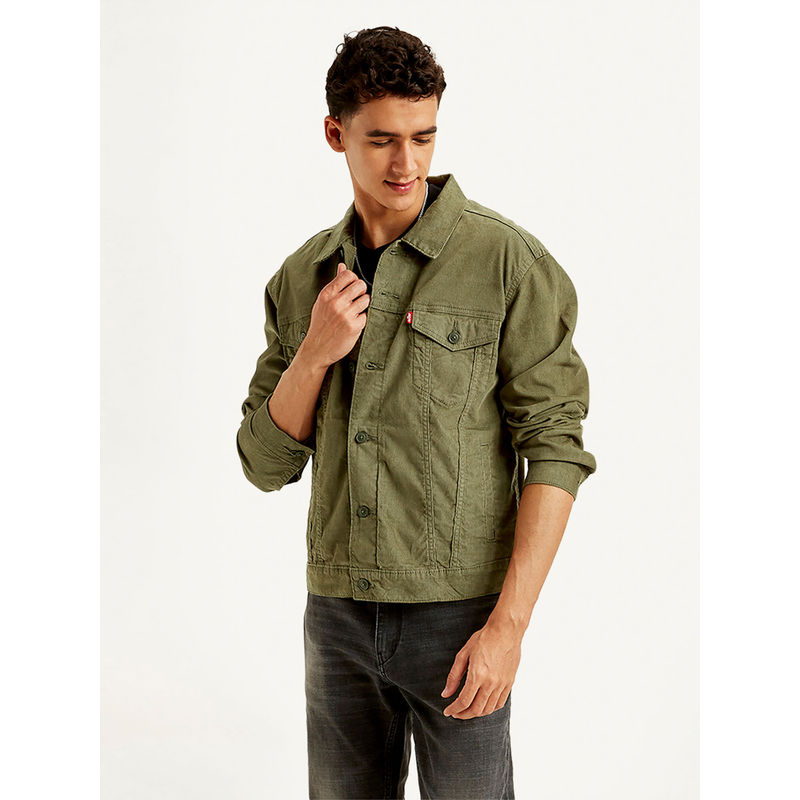 Levi's Olive Solid Regular Fit Jacket (S)